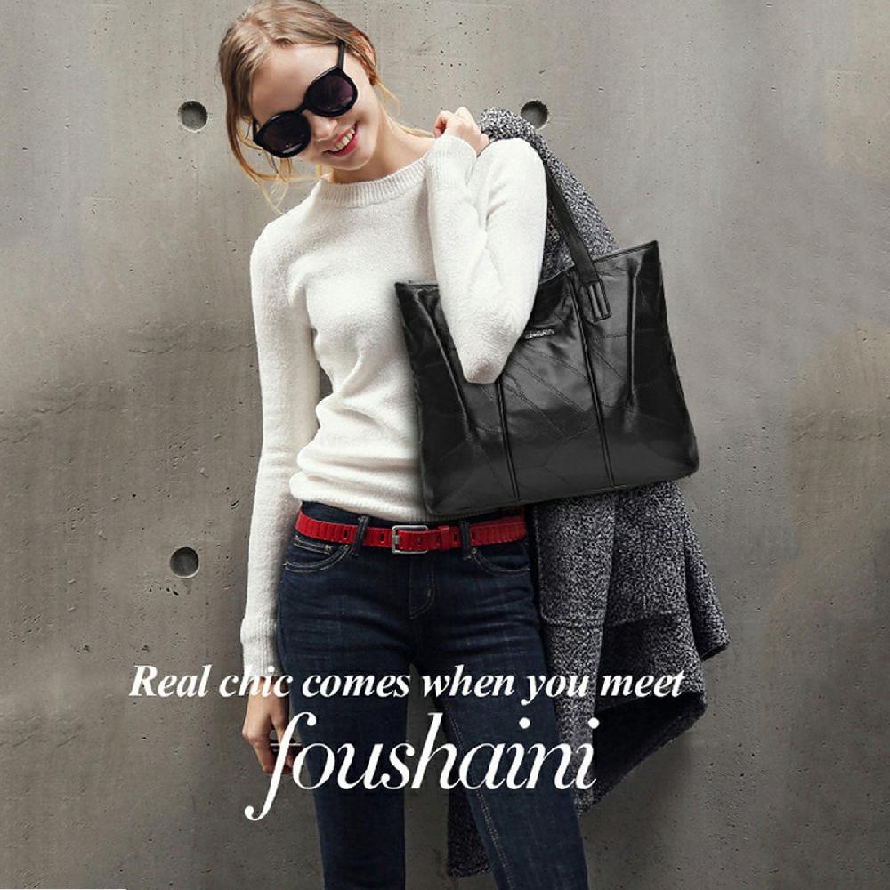 Nicole & Doris Black Glossy Patterned Tote Bag