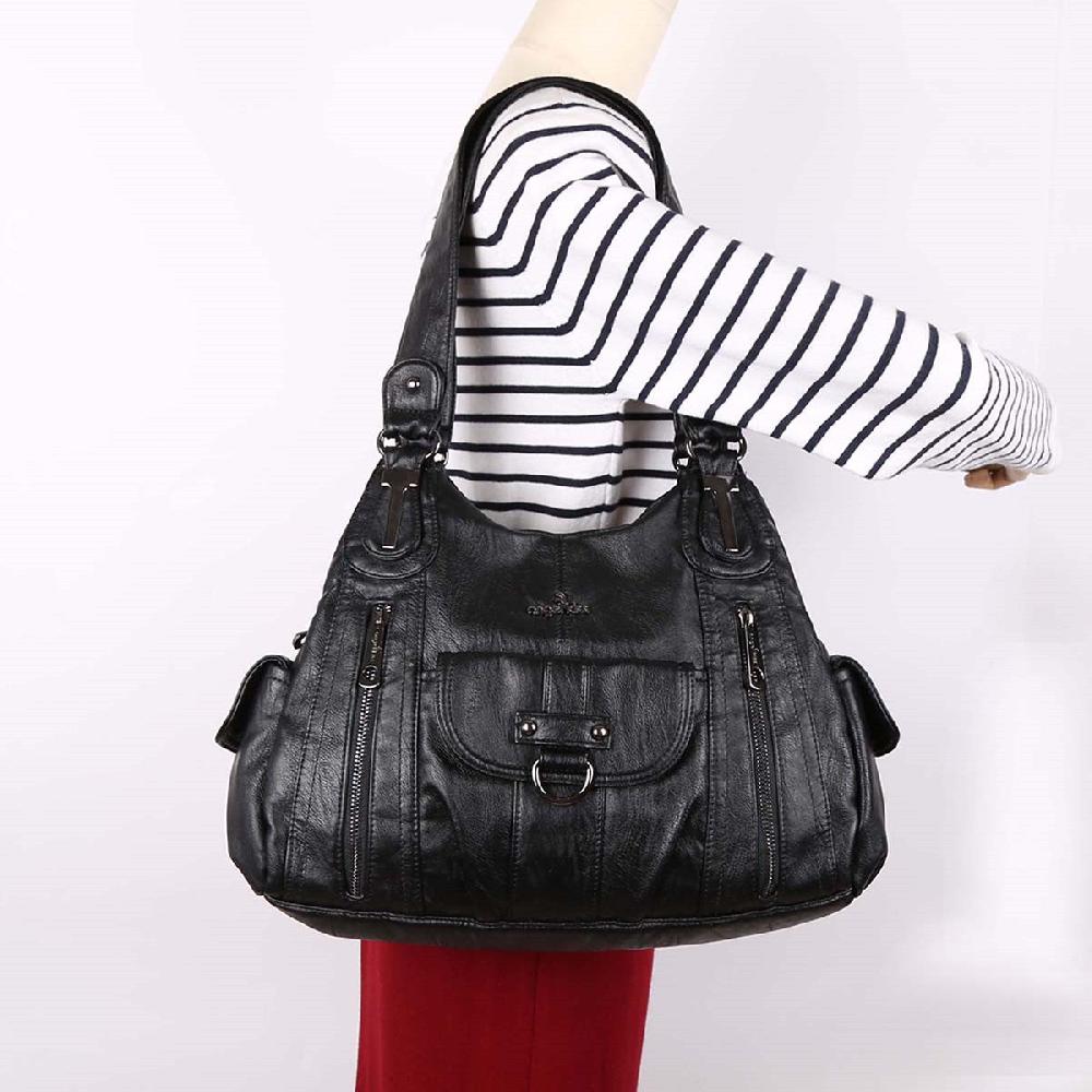 Nicole & Doris Black Vintage PU Ladies Tote Bag