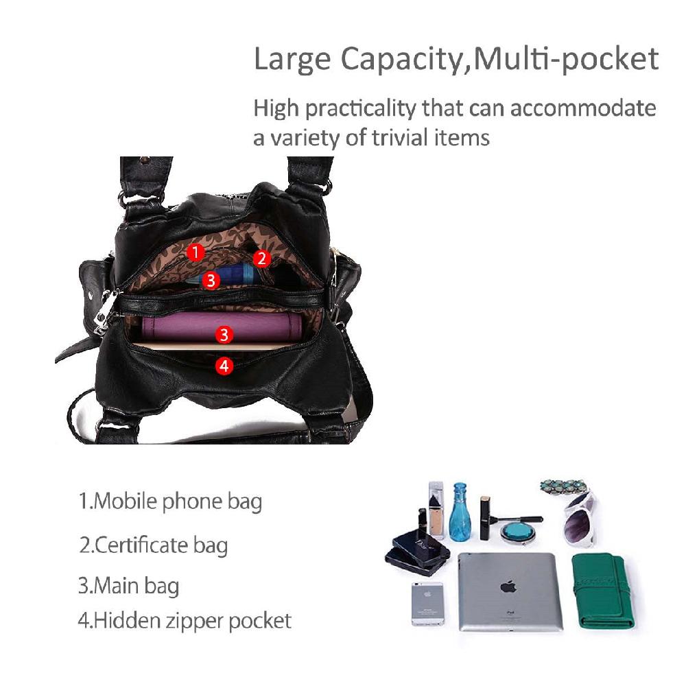 Nicole & Doris Black Vintage PU Ladies Tote Bag