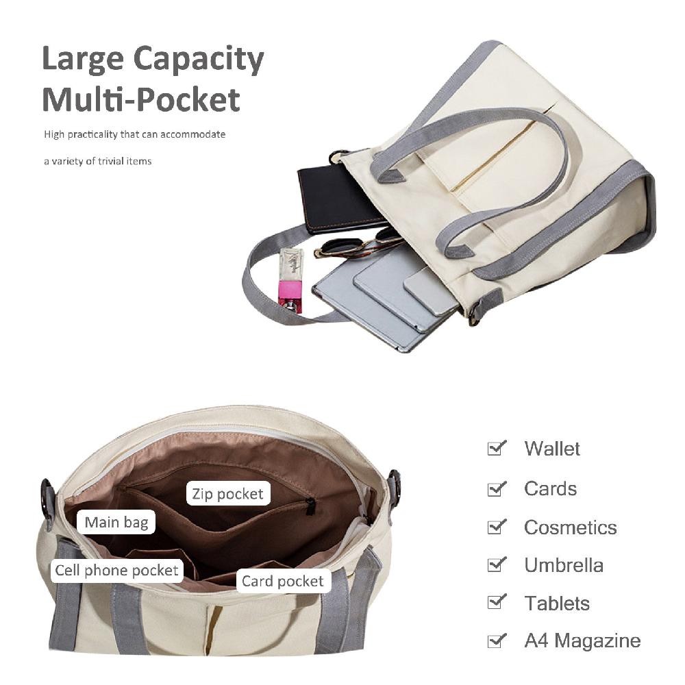 Nicole & Doris Canvas Multi Pockets Tote Bag