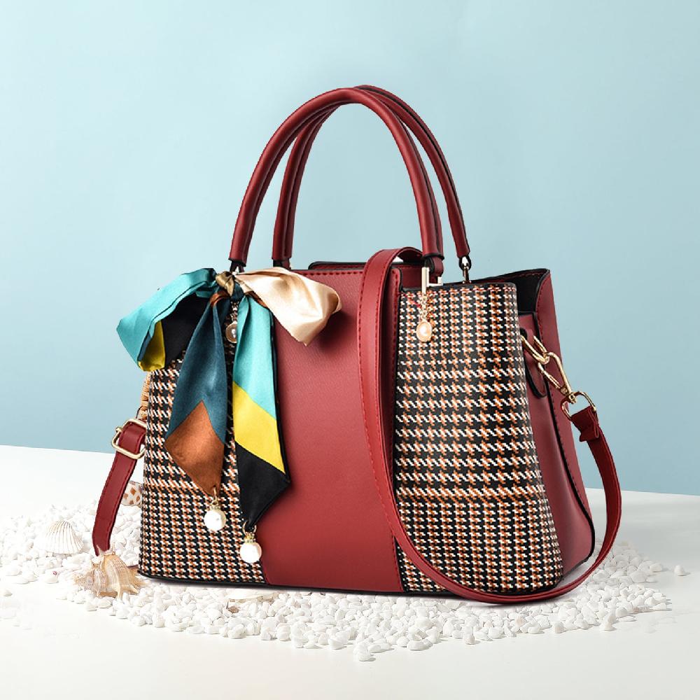 Nicole & Doris Chic Bow Tie Silk Scarf Decor Handbag