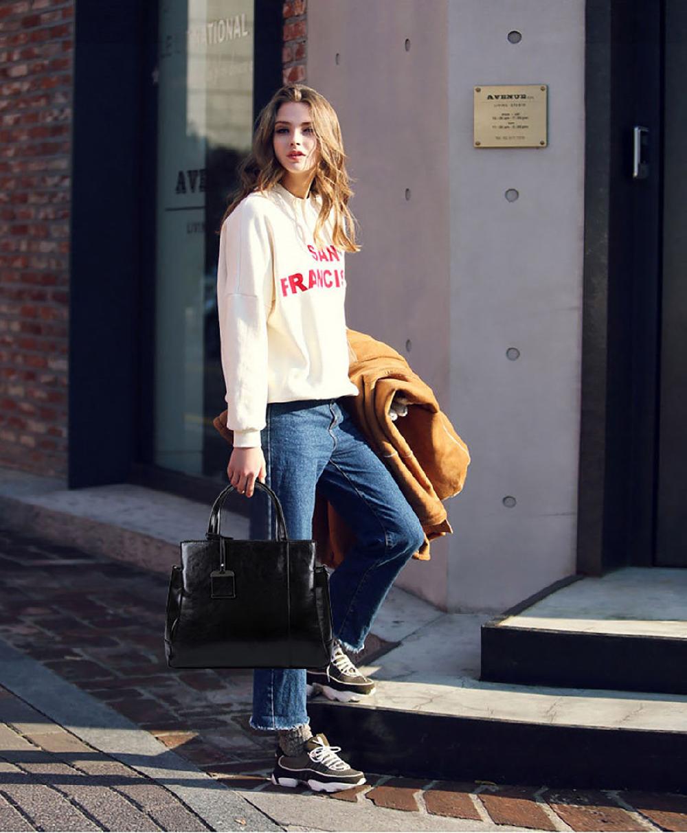 Nicole & Doris Classic Black Large Capacity Tote Bag