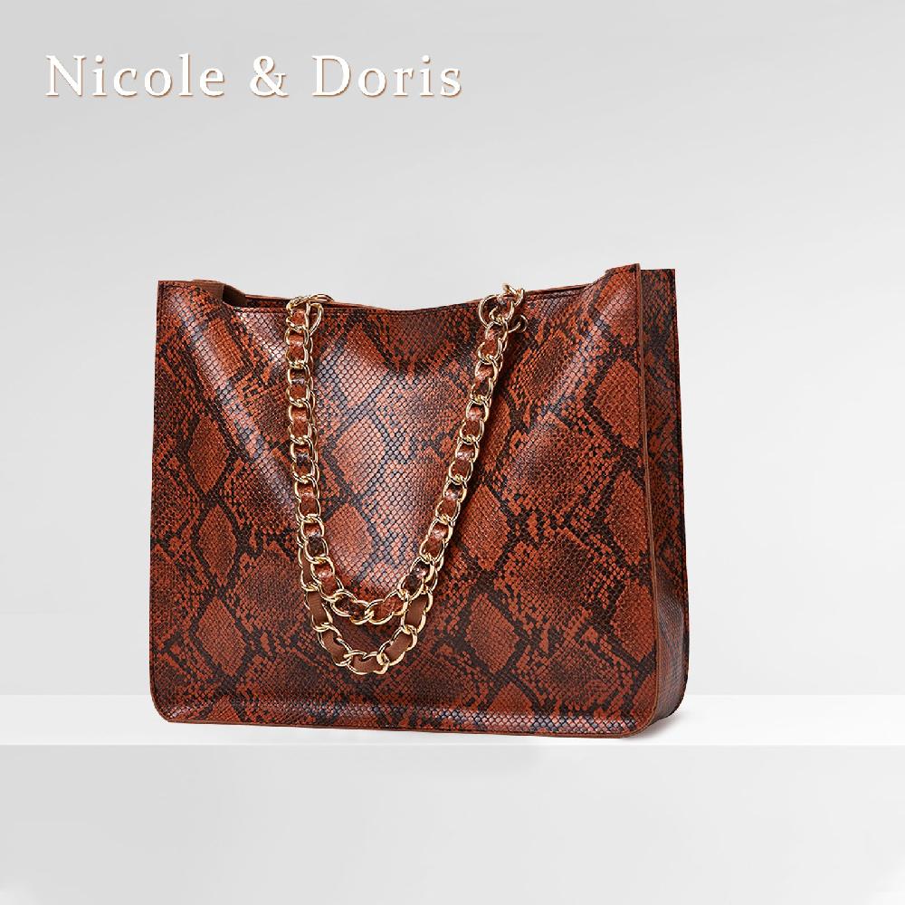 Nicole & Doris Classic Snakeskin Pattern Tote Bag