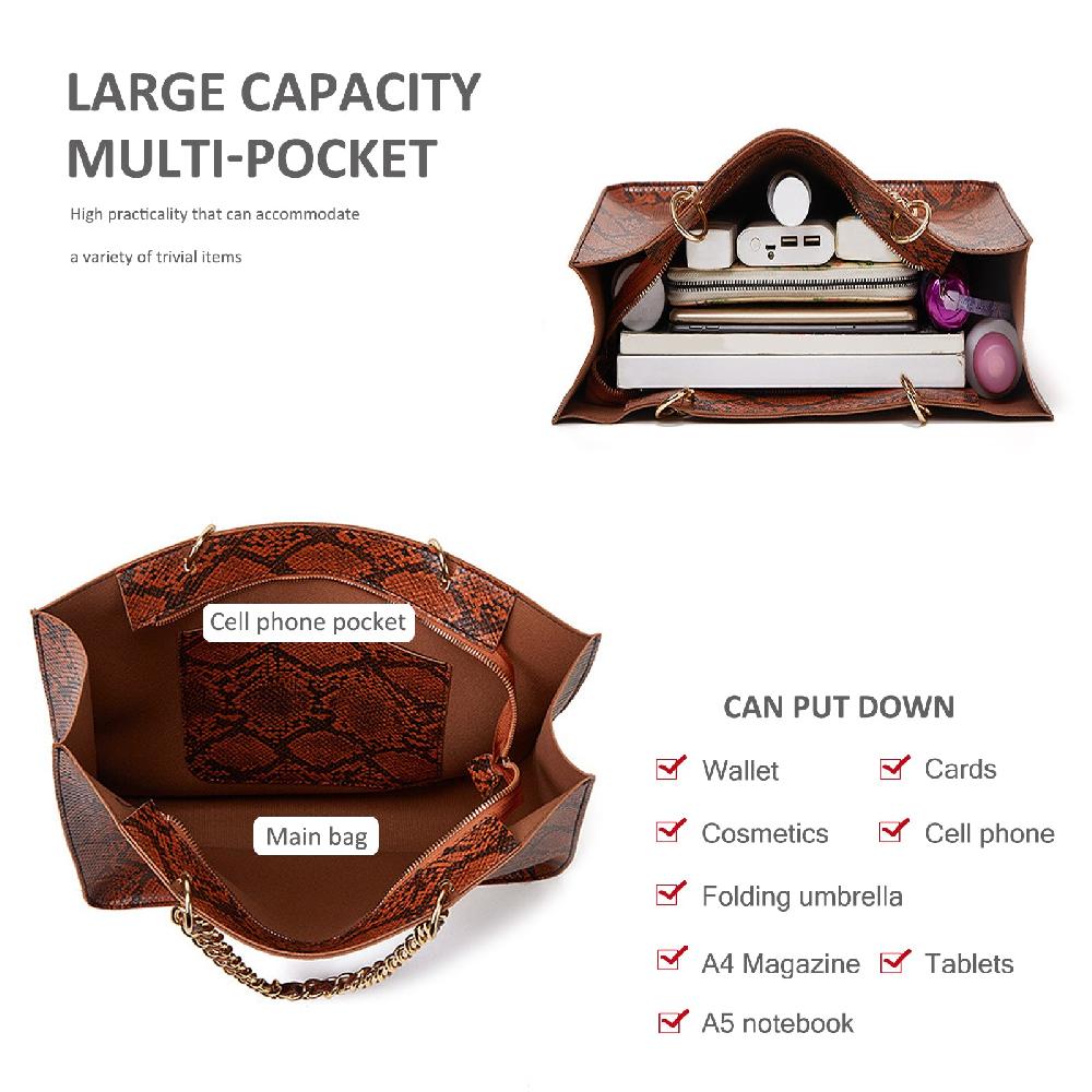 Nicole & Doris Classic Snakeskin Pattern Tote Bag