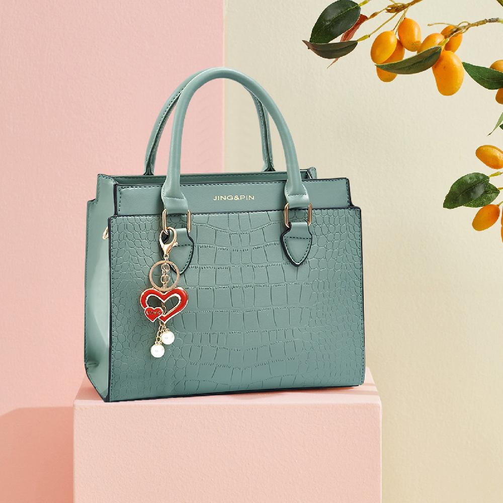 Nicole & Doris NICOLE&DORIS Croc Decor Heart Pendant Ladies Messenger Bag