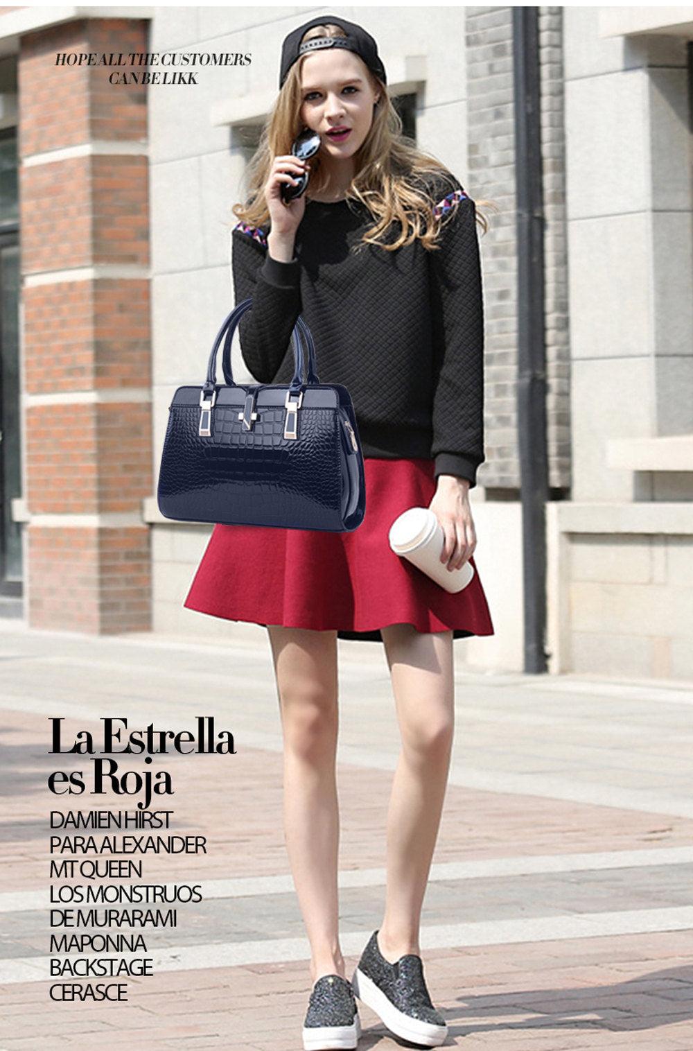Nicole & Doris Croc Embossed Handbag