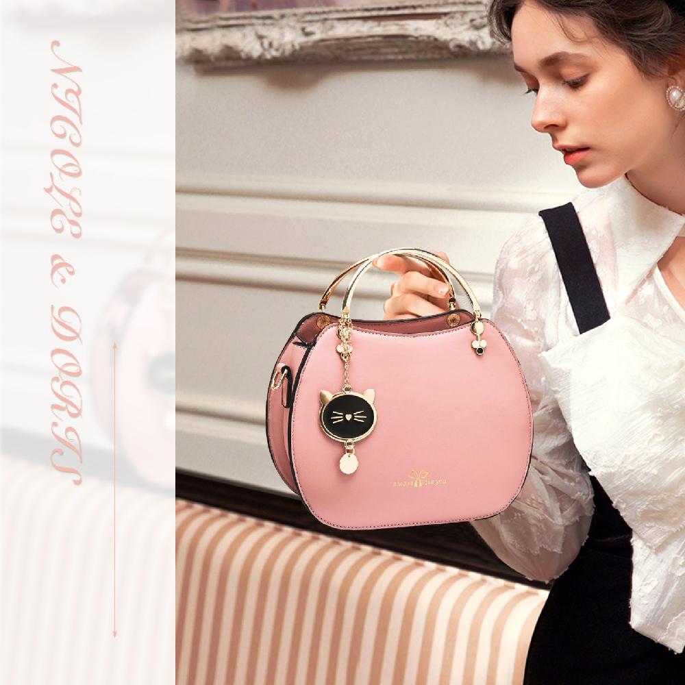 Nicole & Doris Cute Handbag Purse With Cat Pendant