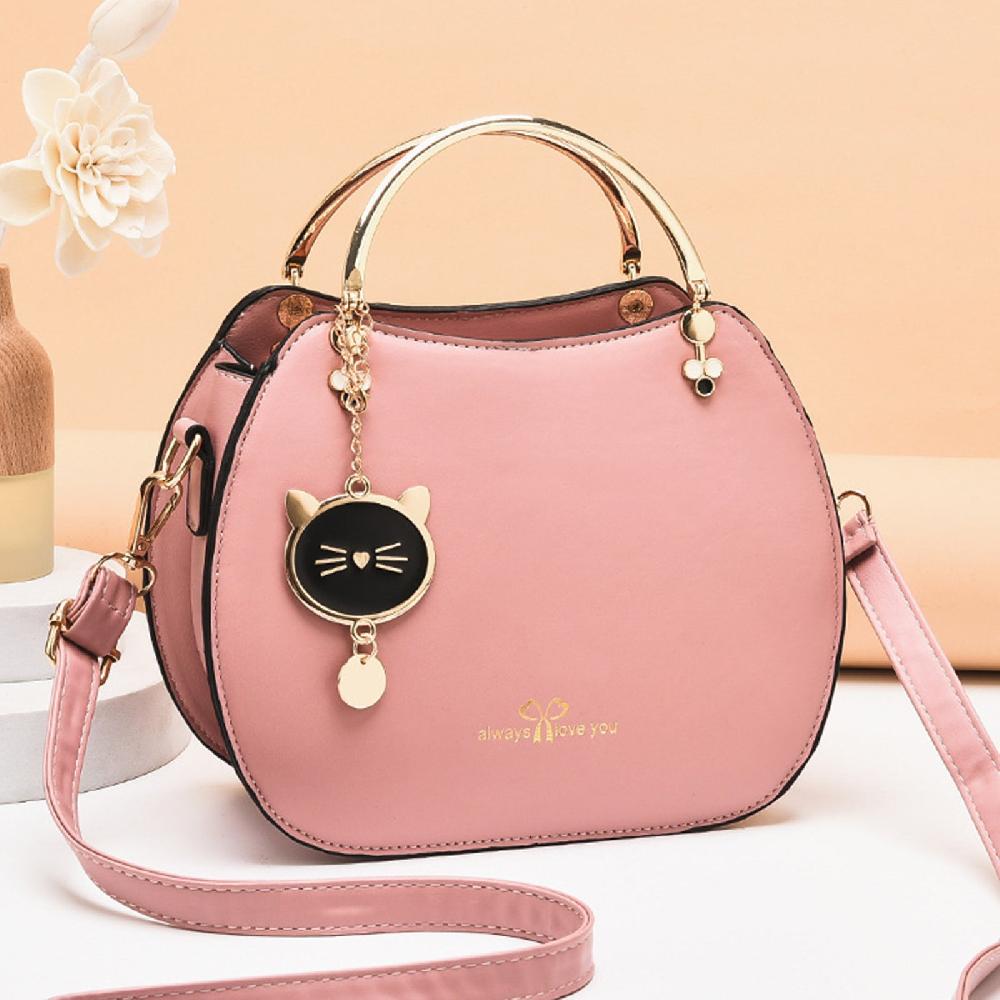 Nicole & Doris Cute Handbag Purse With Cat Pendant