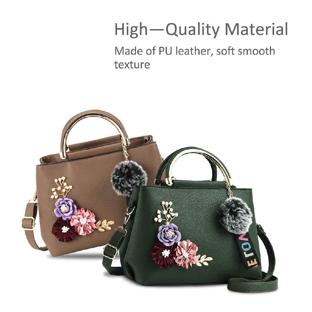Nicole & Doris Fashion Pom Pom & Flower Decor Handbag