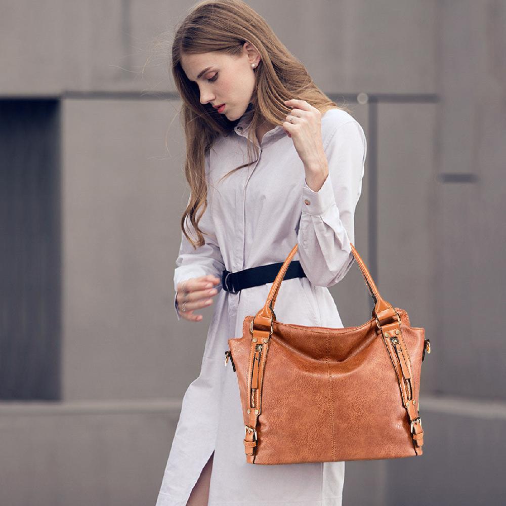 Nicole & Doris Faux Leather Single Colour Tote Bag