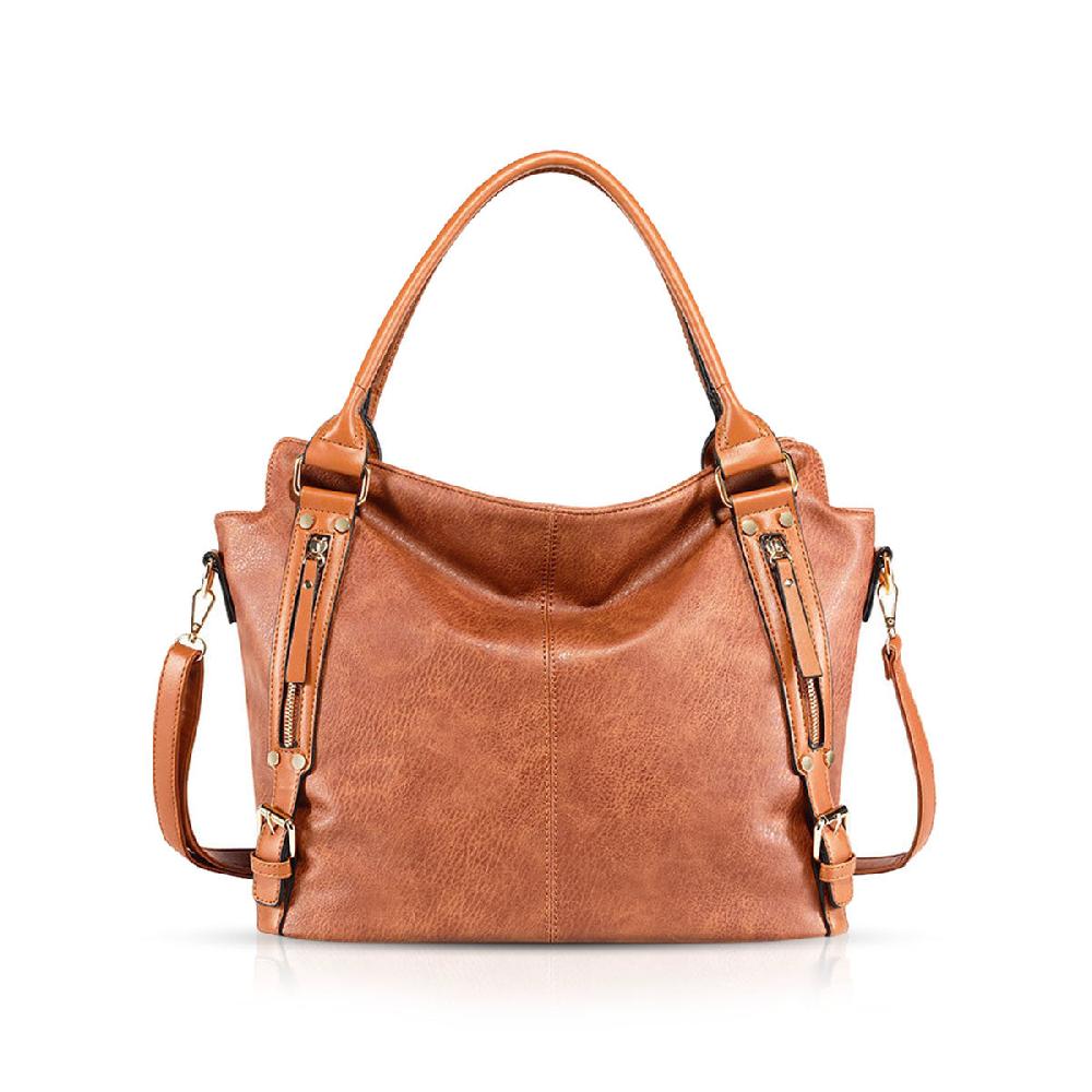 nicole & doris Faux Leather Single Colour Tote Bag