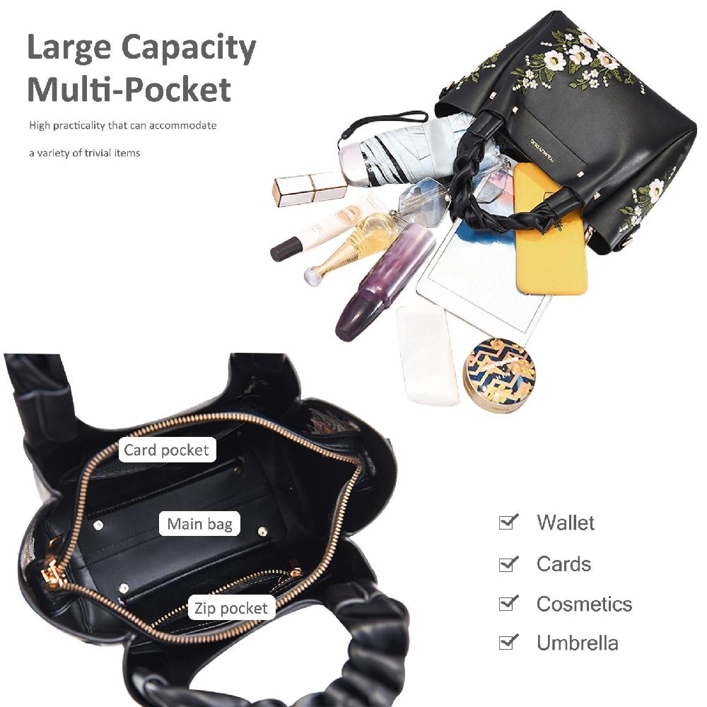 Nicole & Doris Flower Embroidered Ladies Handbag