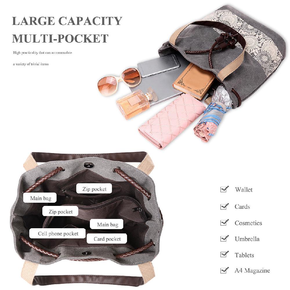 Nicole & Doris Flower Graphic Canvas Tote Bag