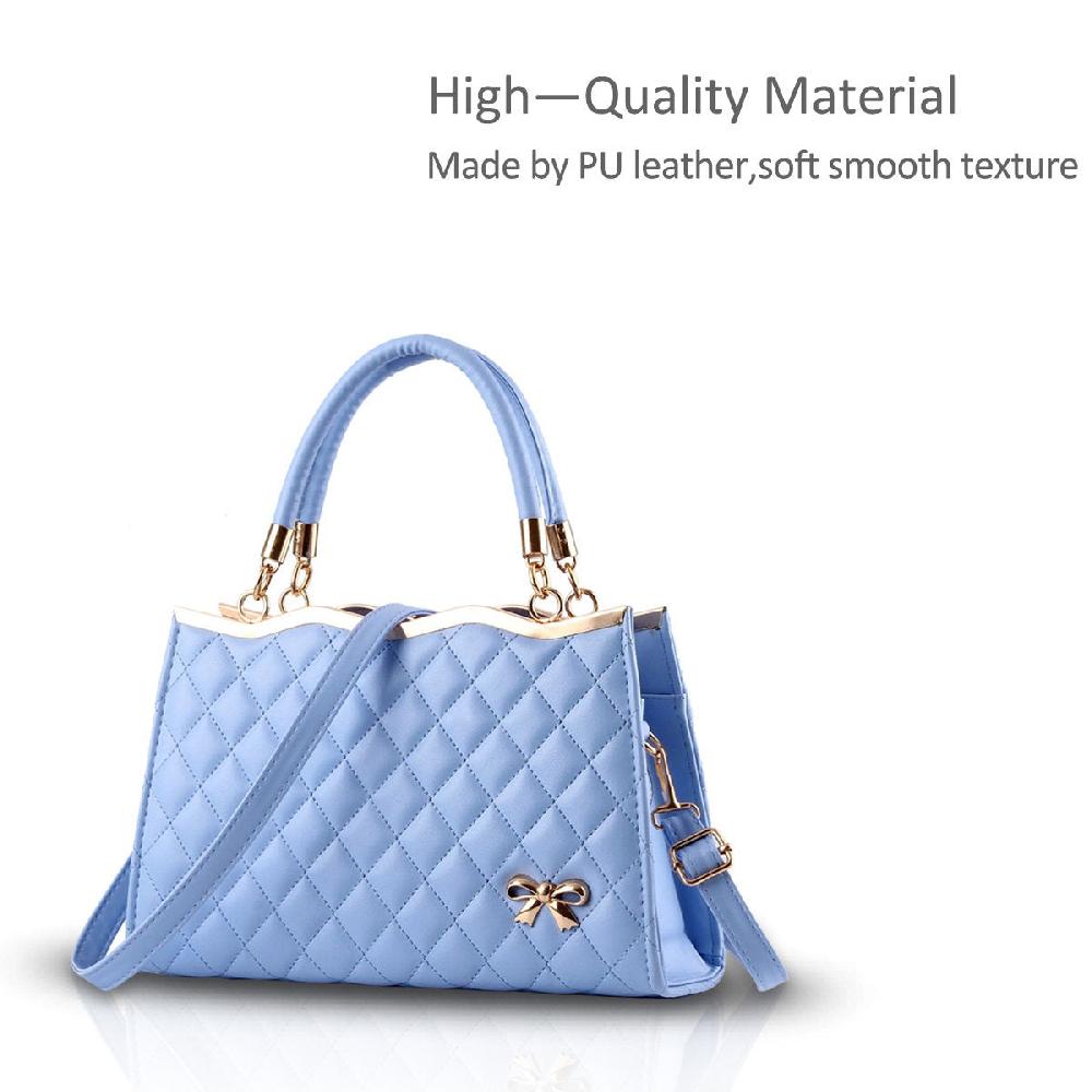 Nicole & Doris Gold Bow Decor Plaid Ladies Handbag