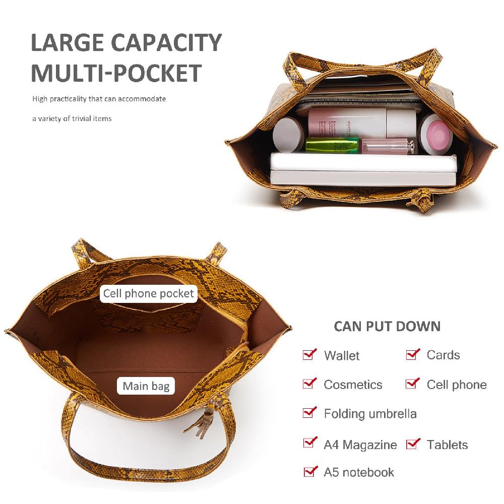 Nicole & Doris Large Snakeskin Pattern Tote Bag