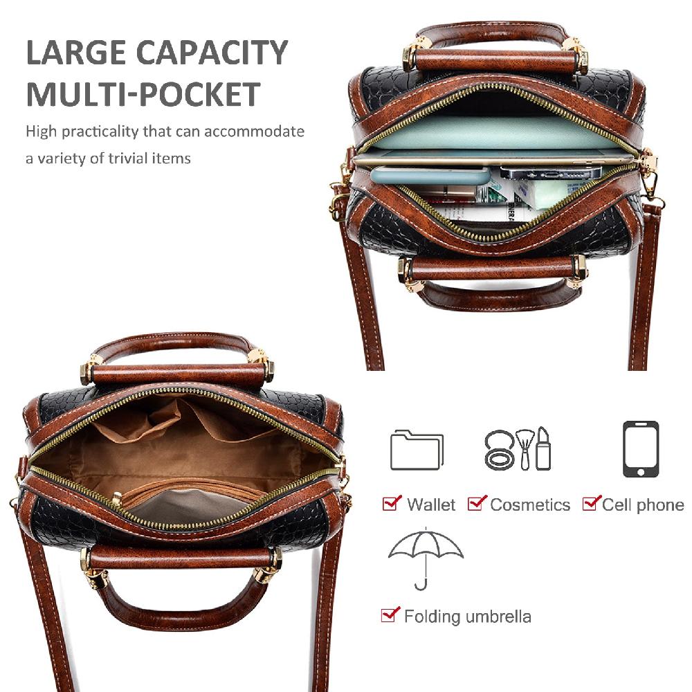 Nicole & Doris Leather Crocodile Shoulder Bags