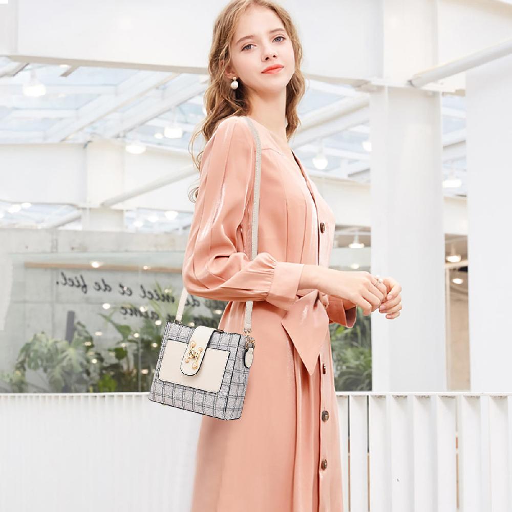 Nicole & Doris Minimalist Plaid Female Messenger Bag
