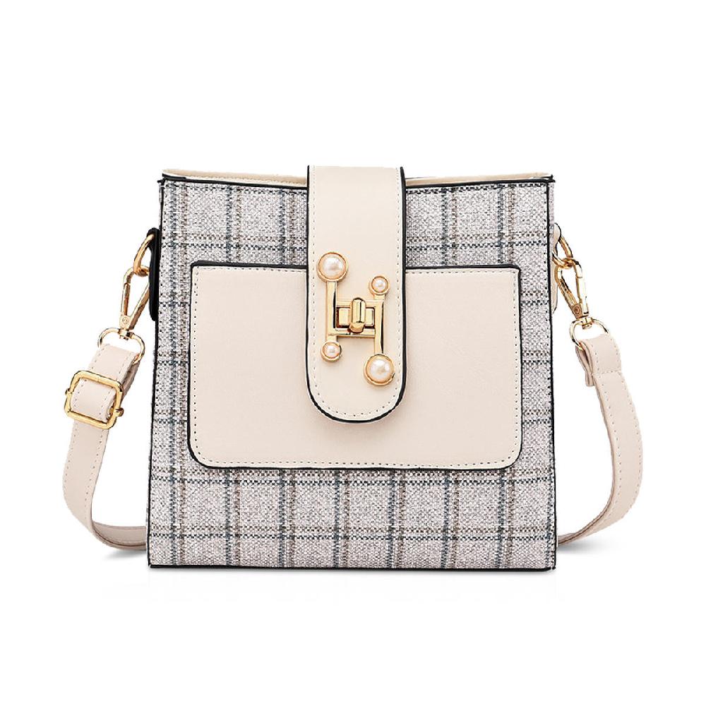 nicole & doris Minimalist Plaid Female Messenger Bag