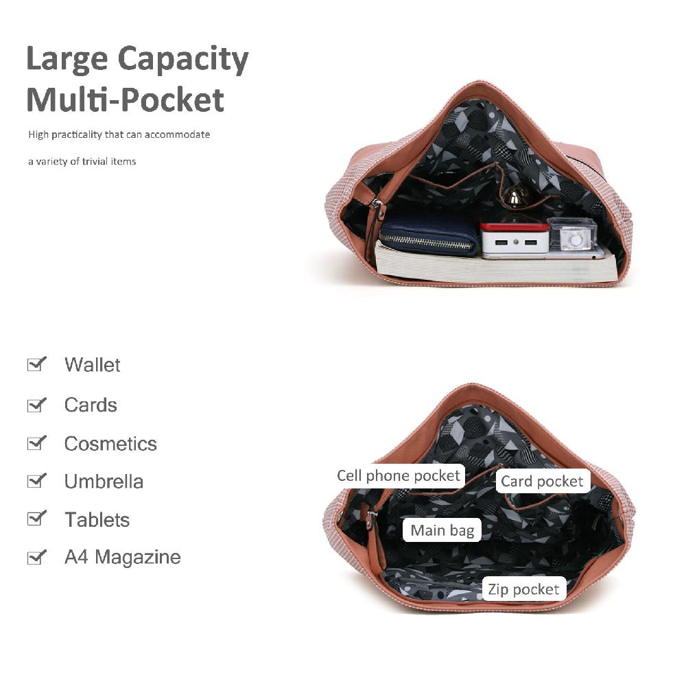 Nicole & Doris Minimalist Plaid Tote Bags