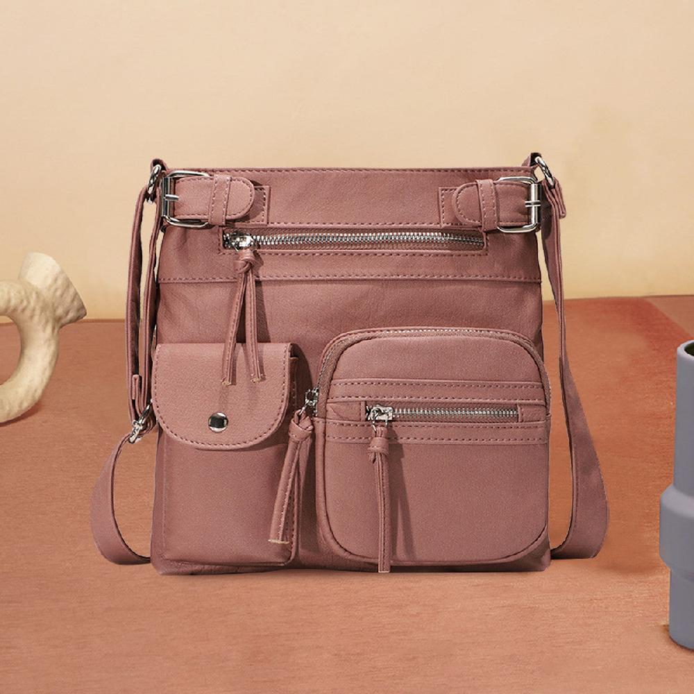 Nicole & Doris Multi Pockets Zip Front Messenger Bag