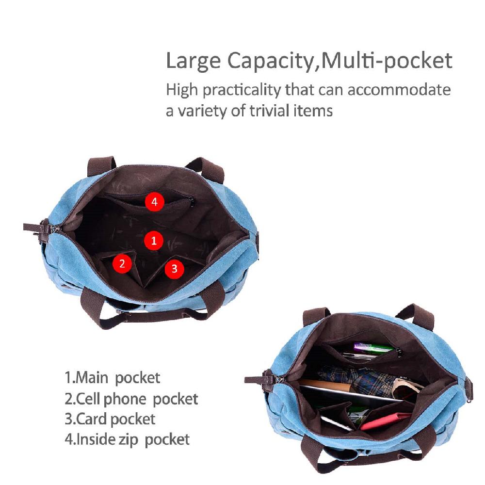 Nicole & Doris Multiple Pockets Canvas Tote Bag