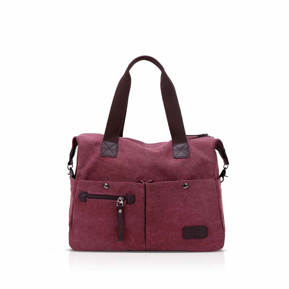 nicole & doris Multiple Pockets Canvas Tote Bag
