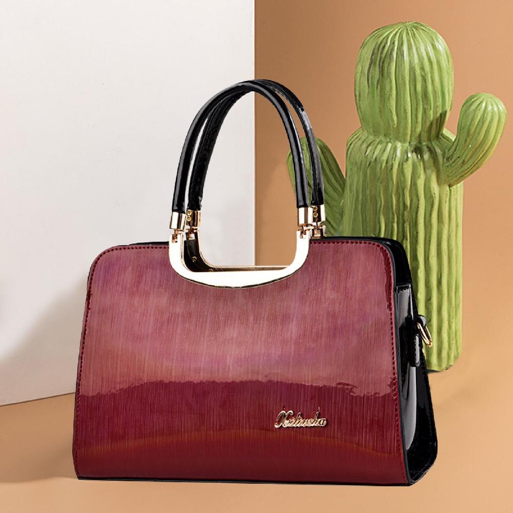 Nicole & Doris New Glossy Plain Ladies Handbag
