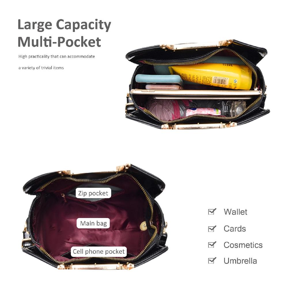 Nicole & Doris New Glossy Plain Ladies Handbag