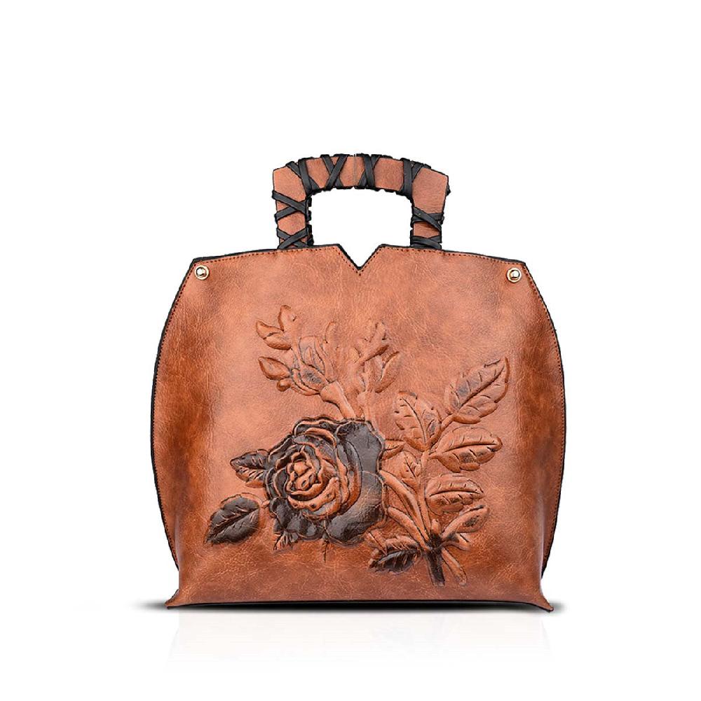 nicole & doris Orange Flower Patterned Handbag