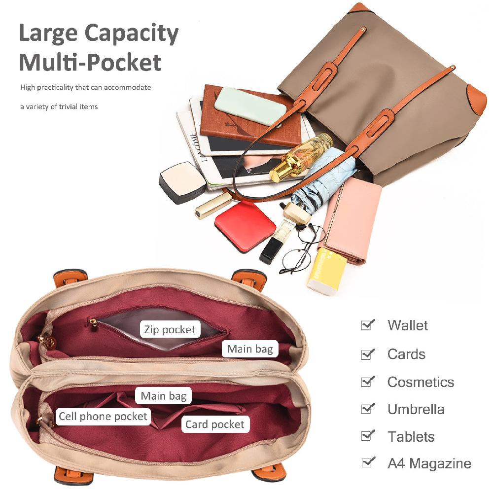 Nicole & Doris Oxford Fabric & PU Tote Bag