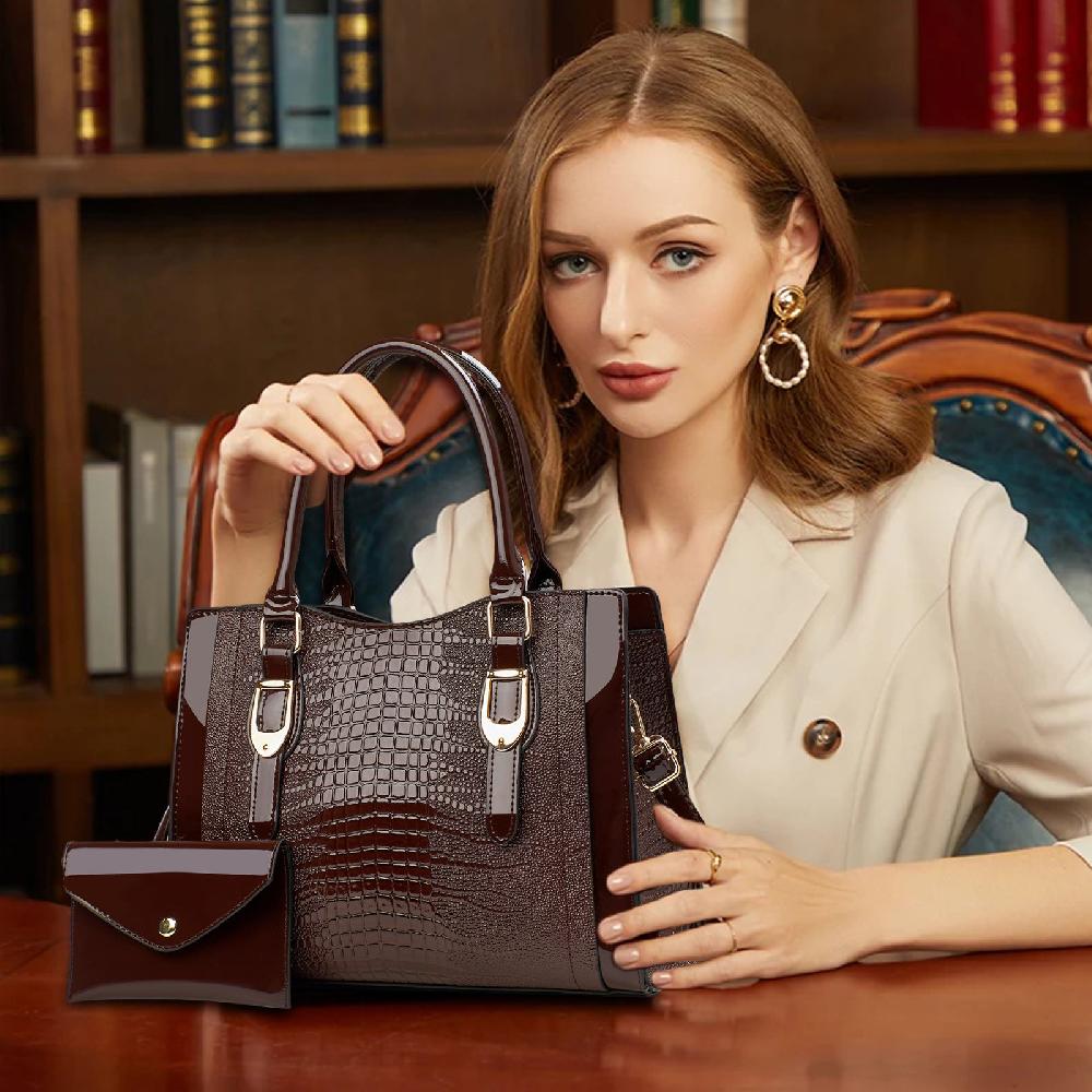 Nicole & Doris Patent Leather Handbag And Purse Set