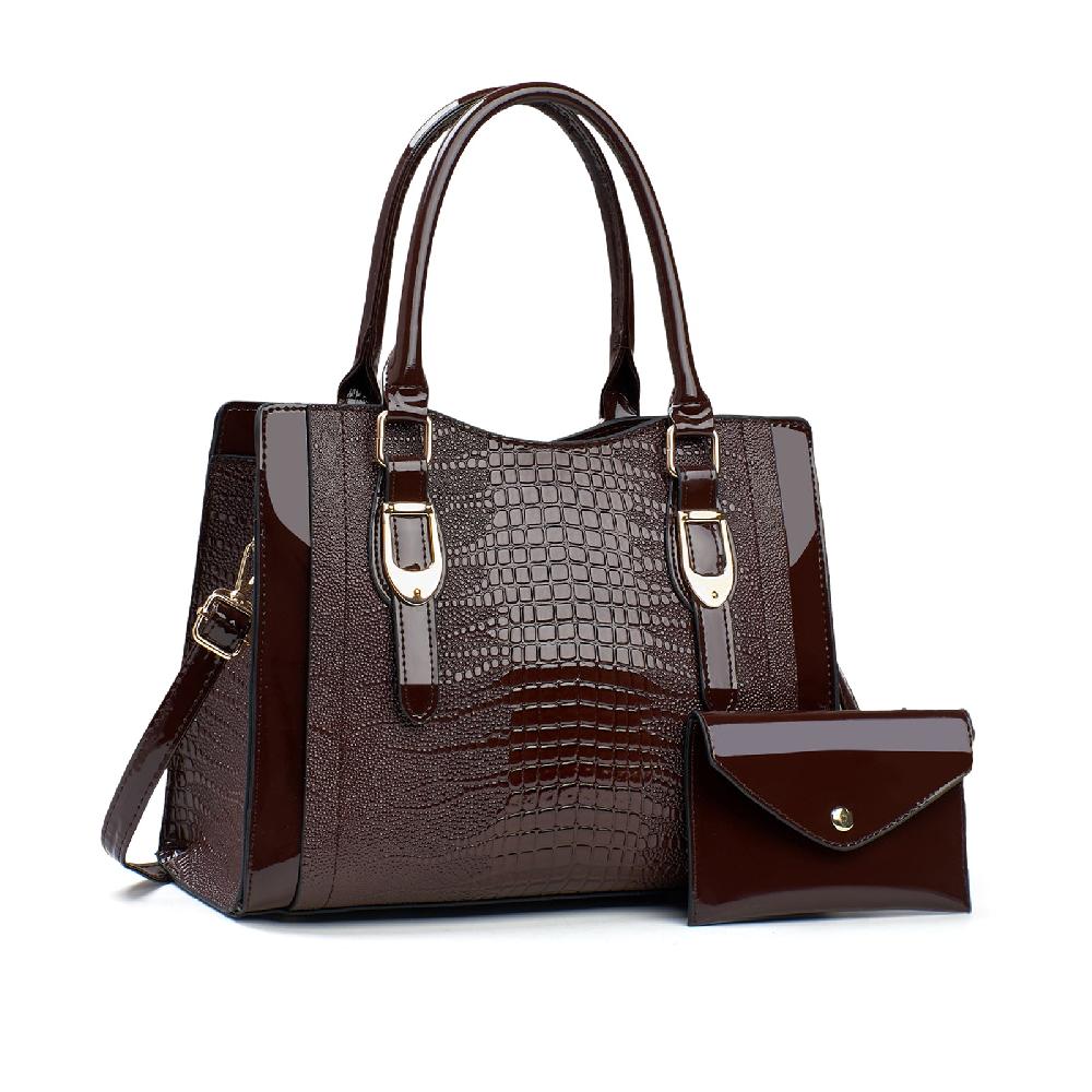 nicole & doris Patent Leather Handbag and Purse Set