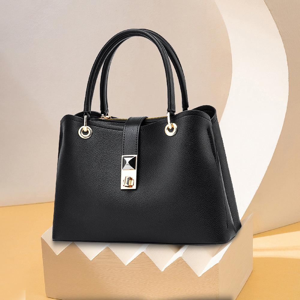 Nicole & Doris Plain Metal Lock Handbag