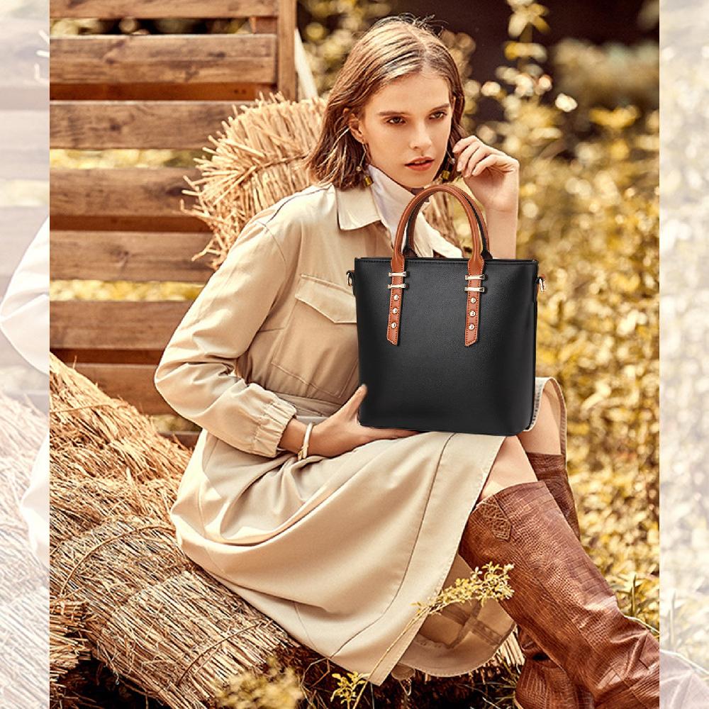 Nicole & Doris Plain Two-Colour Ladies Handbag