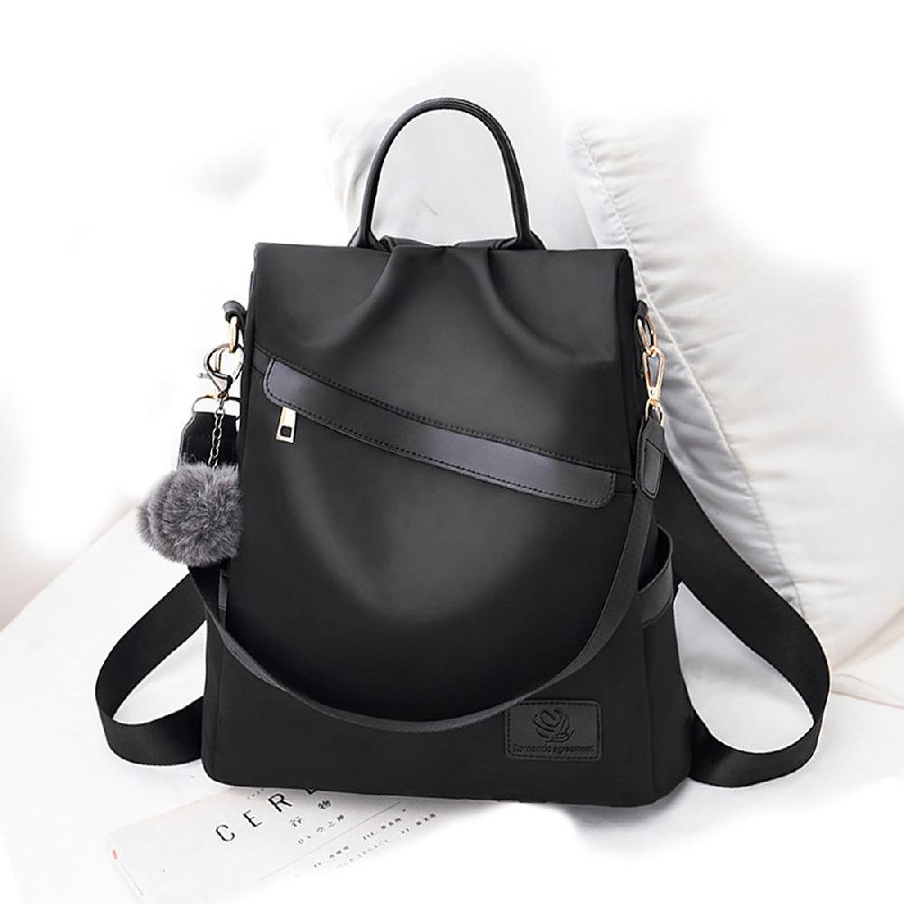 Nicole & Doris Pom Pom Decor Anti-Thief Backpack