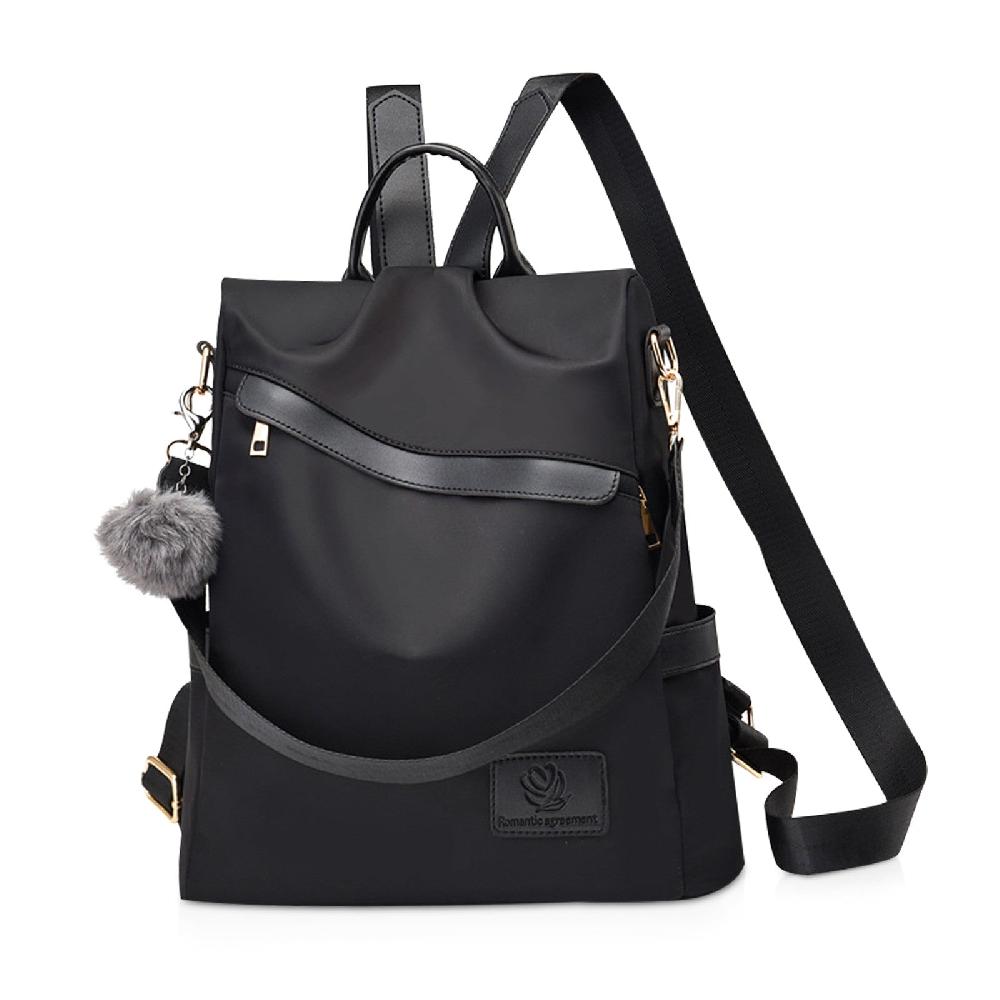 nicole & doris Pom Pom Decor Anti-Thief Backpack