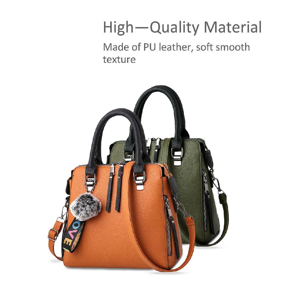 Nicole & Doris Pom Pom Decor PU Handbag