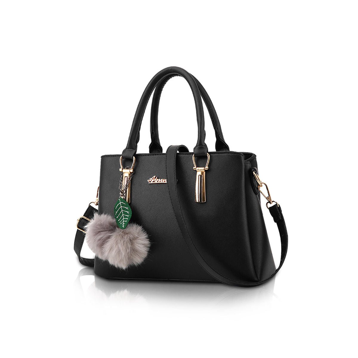 nicole & doris Pom Pom & Leaf Bag Charm Messenger Bag