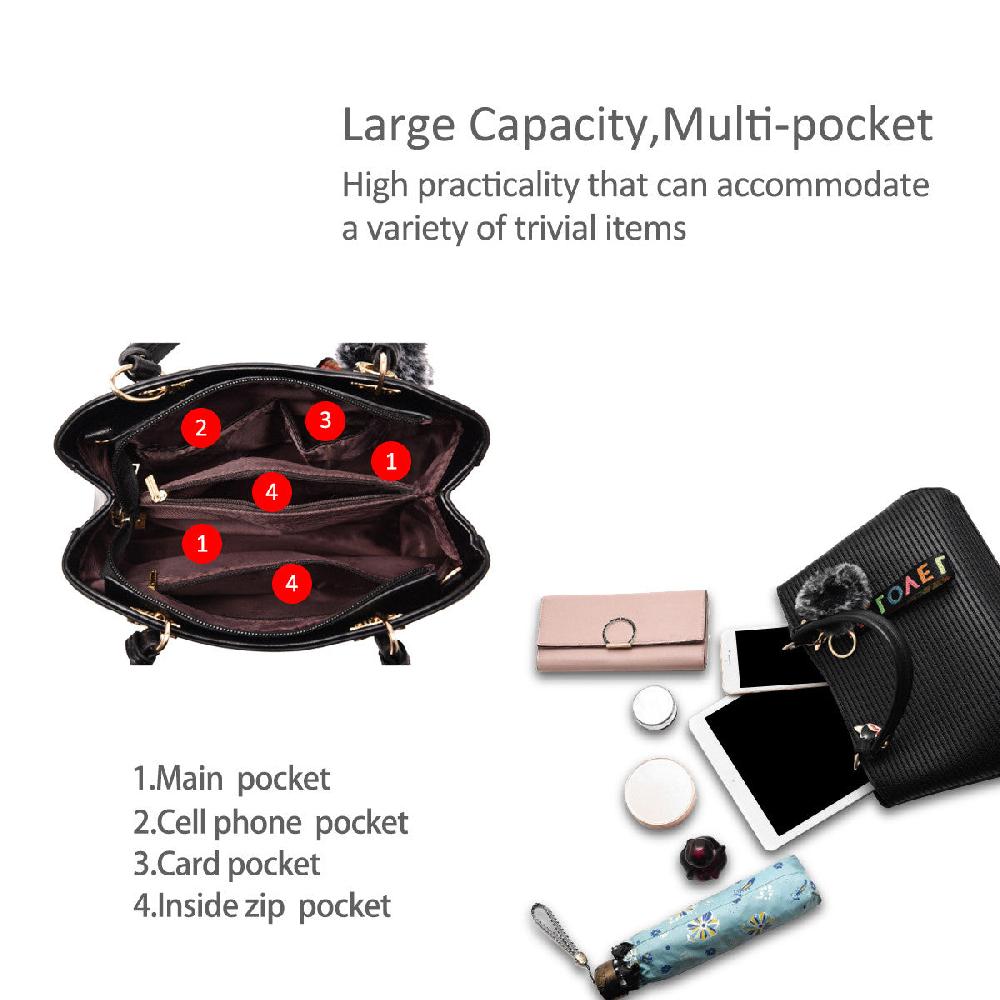 Nicole & Doris Pom Pom Single Colour Ladies Handbag