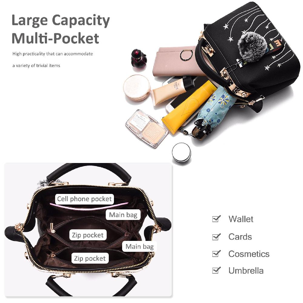 Nicole & Doris Pom Pom & Stars Decor Messenger Bag