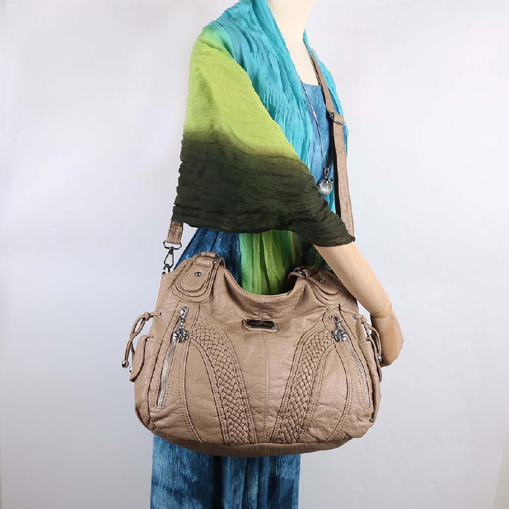 Nicole & Doris PU Leather Zip Front Tote Bag