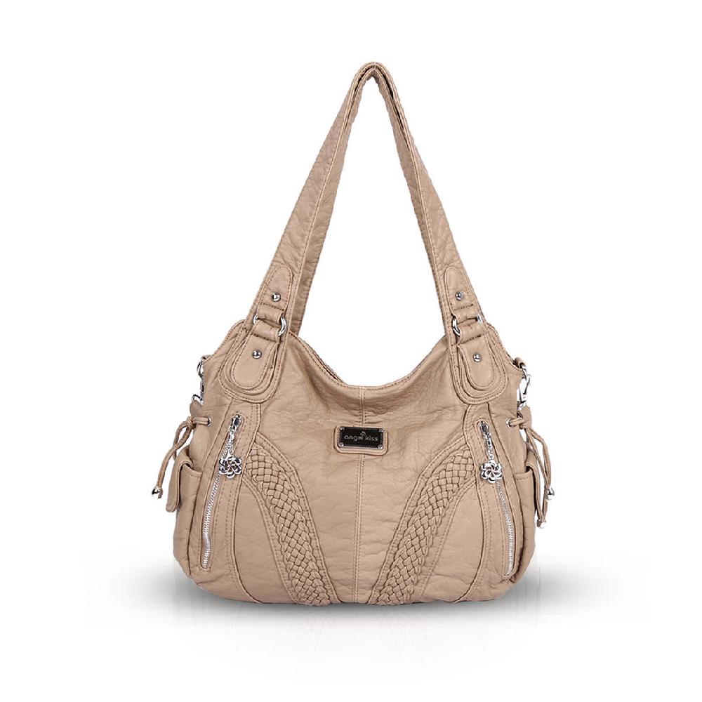 nicole & doris PU Leather Zip Front Tote Bag