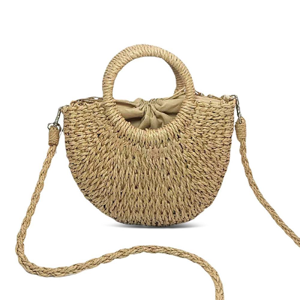 Nicole & Doris Rattan Straw Bag Round Woven Handbag