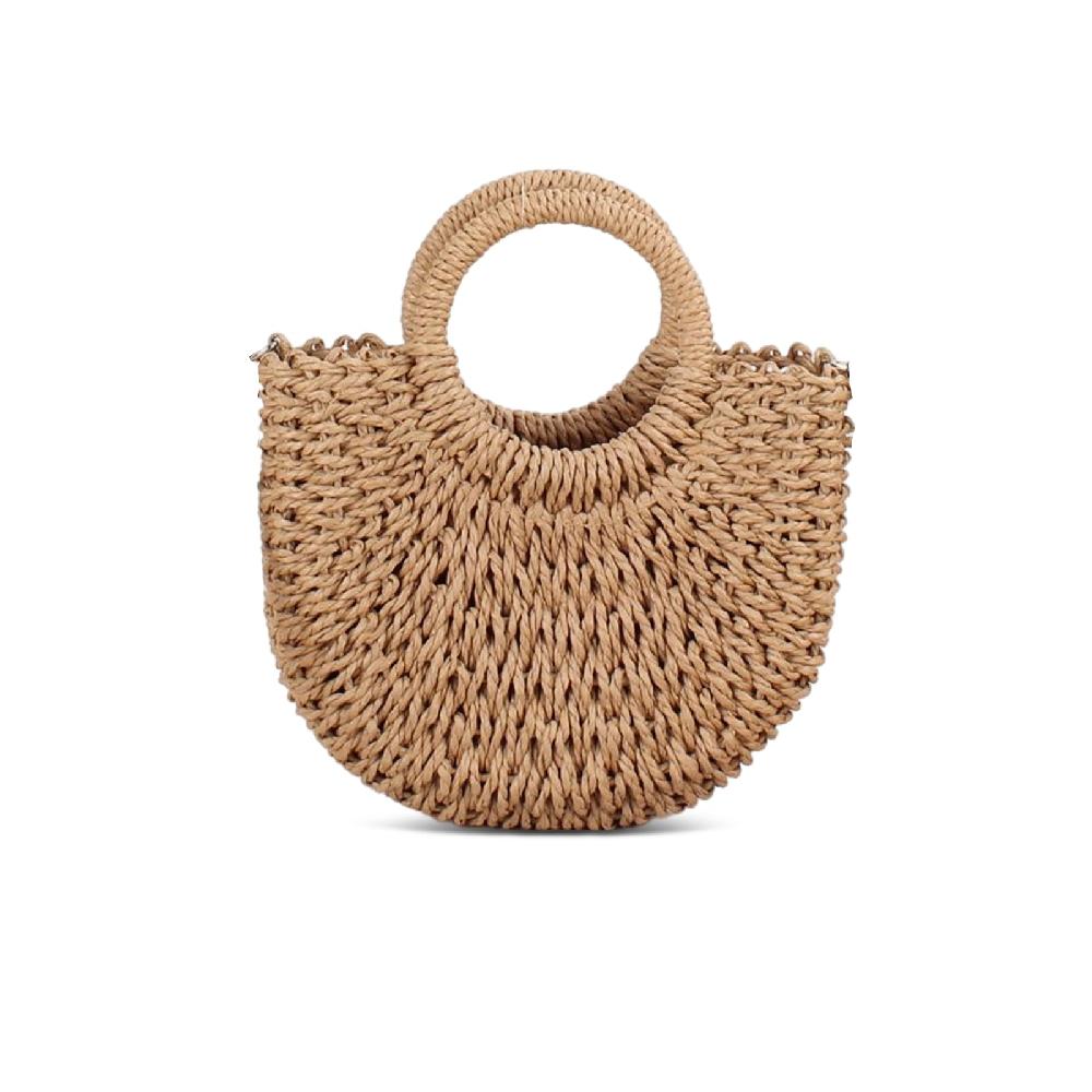 nicole & doris Rattan Straw Bag Round Woven Handbag