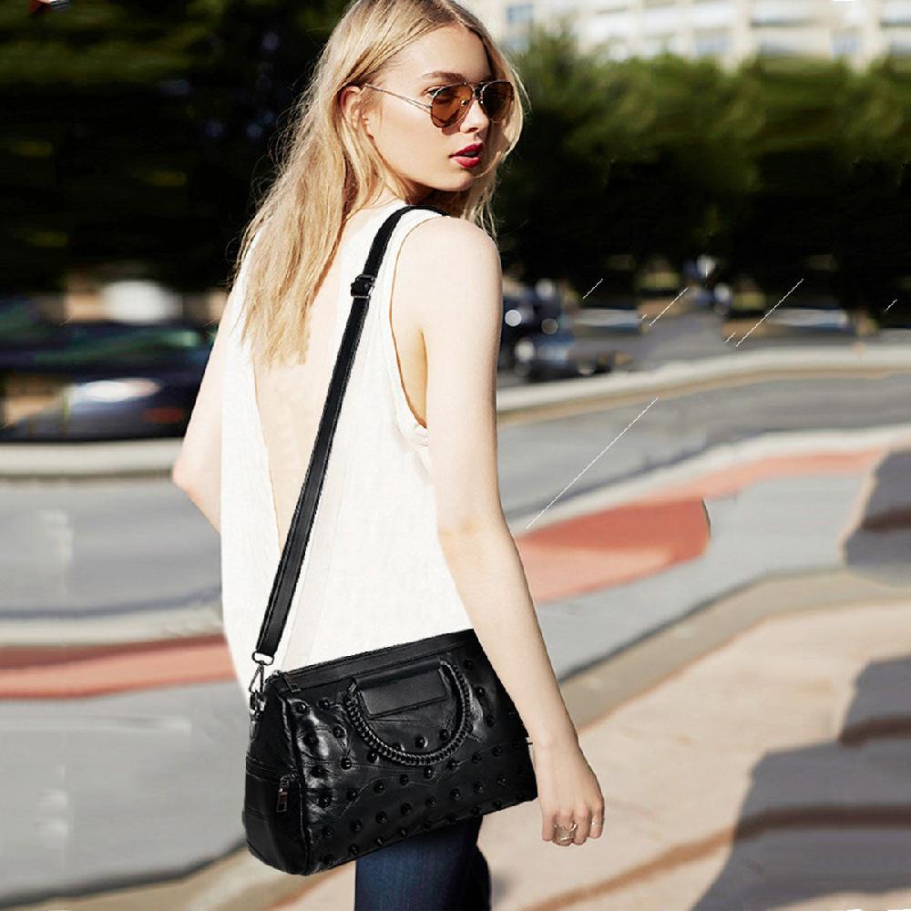 Nicole & Doris Rivets Decor Messenger Bag / Handbag