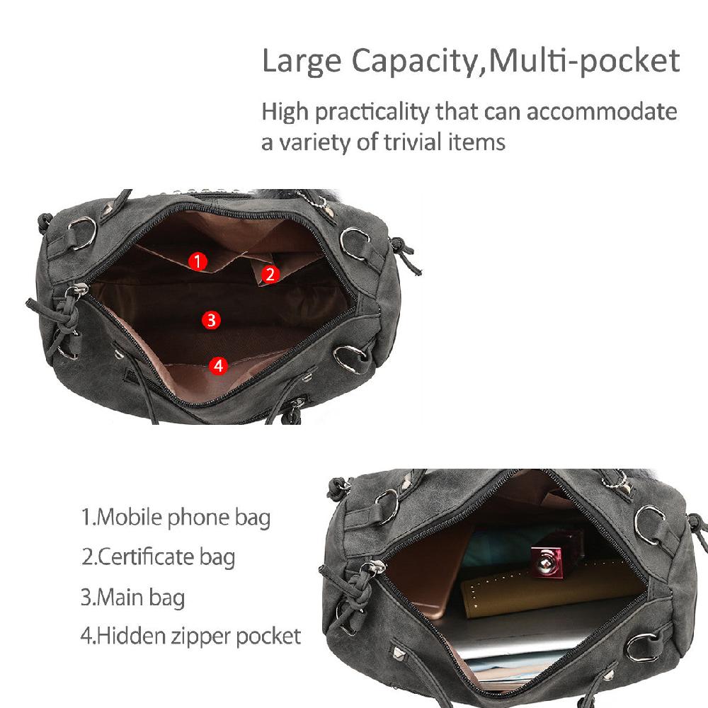 Nicole & Doris Rivets Decorated Pom Pom Handbag