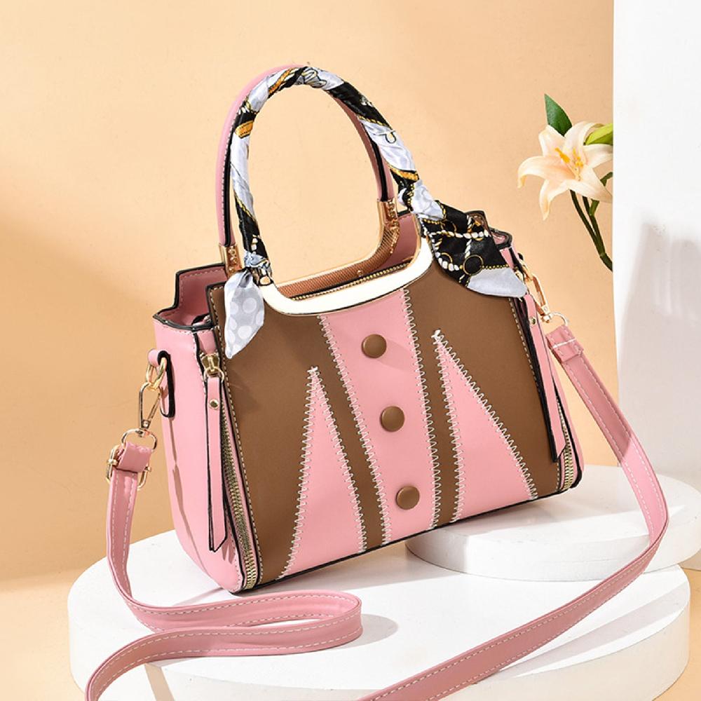 Nicole & Doris Silk Scarf Decor Two-Colour Handbag