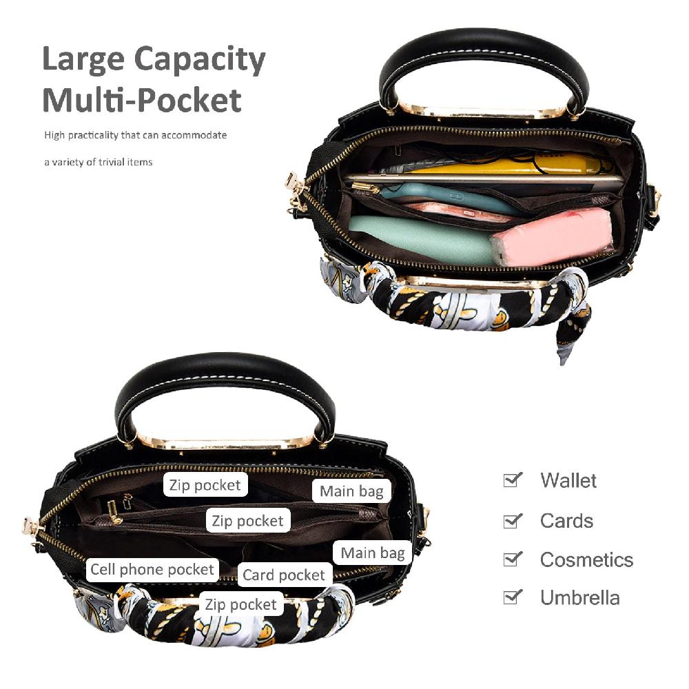 Nicole & Doris Silk Scarf Decor Two-Colour Handbag