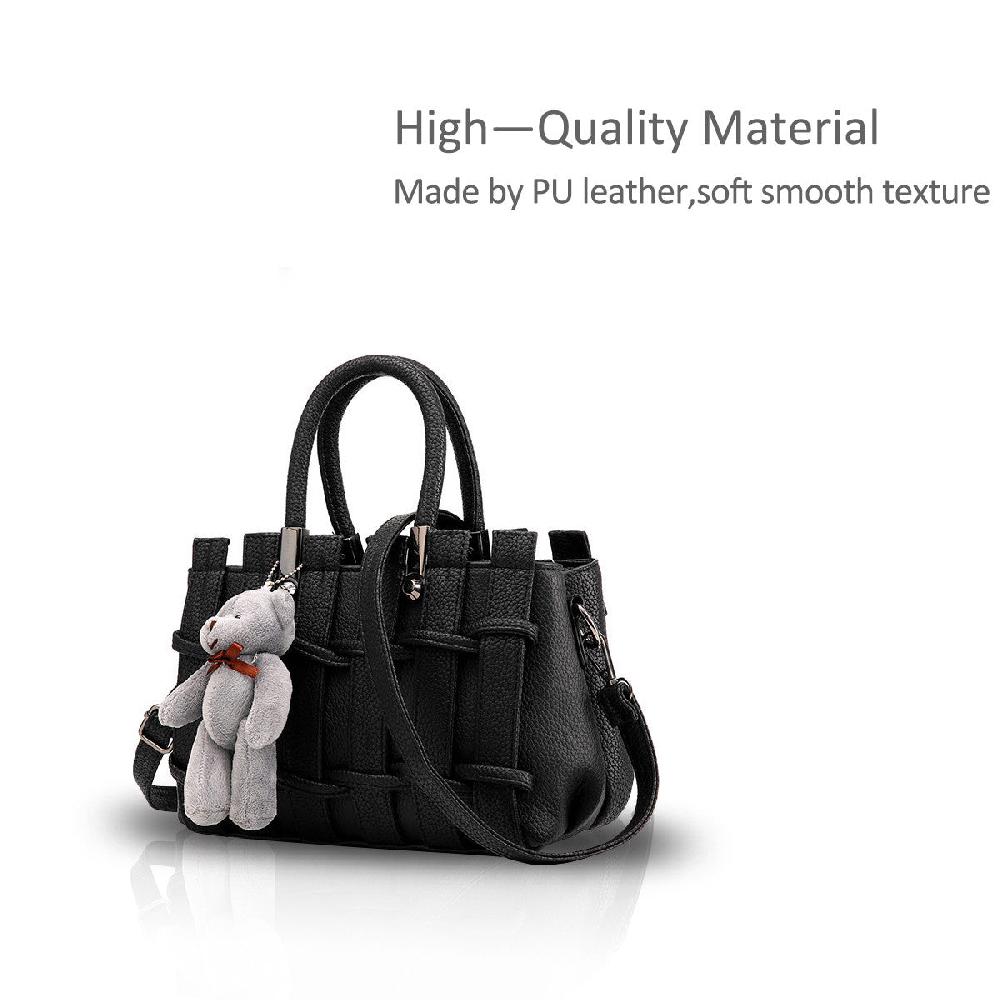 Nicole & Doris Single Colour Bear Woven Handbag