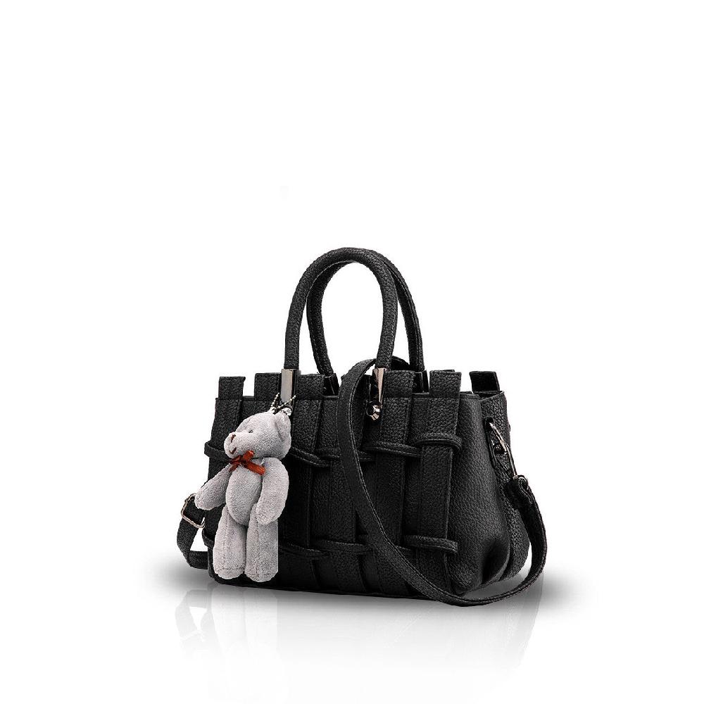nicole & doris Single Colour Bear Woven Handbag